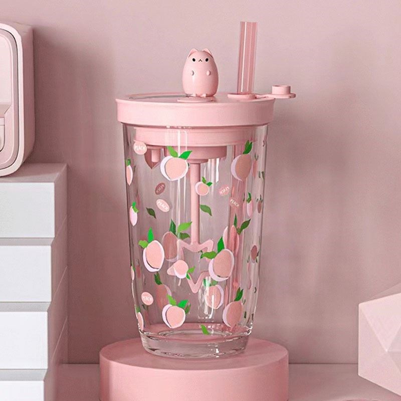 电动搅拌杯玻璃杯新款懒人全自动旋转咖啡杯创意吸管杯办公室水杯