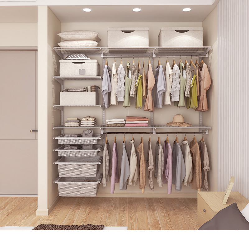 家用米金属衣柜可拆卸架子定制小户型开放式整体组装卧室柜子