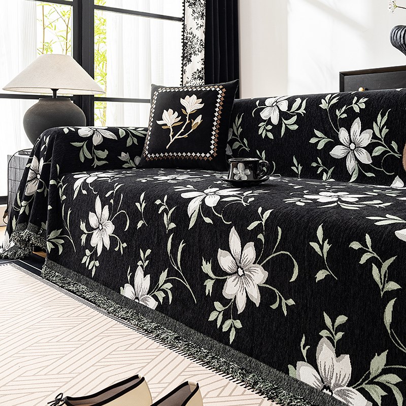 202新款高级感沙发盖布雪尼尔一整张全包沙发巾法式复古沙发垫子