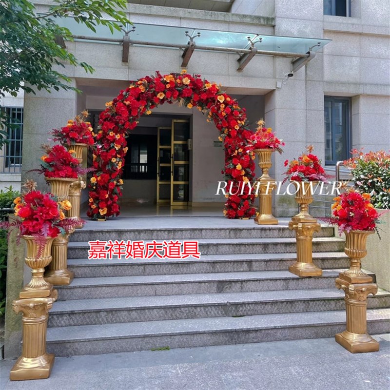 婚庆全花拱门满花拱门喜庆绢花拱门门花仿真花拱门幸福绢花拱门