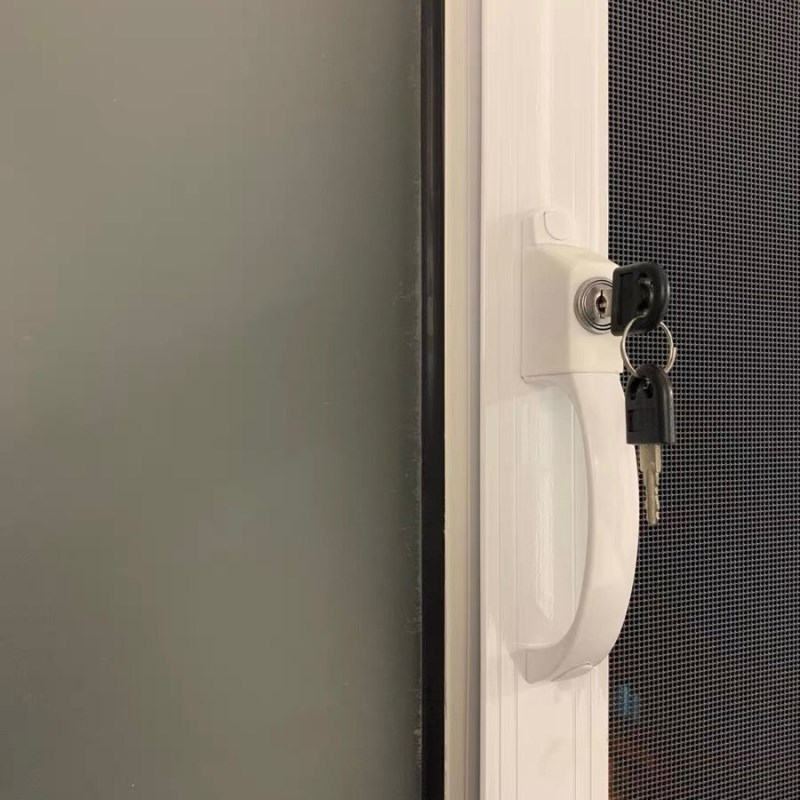 移门三推防盗拉手锁推拉插杆锁栓插销锁带锁纱门窗户金刚网纱窗锁