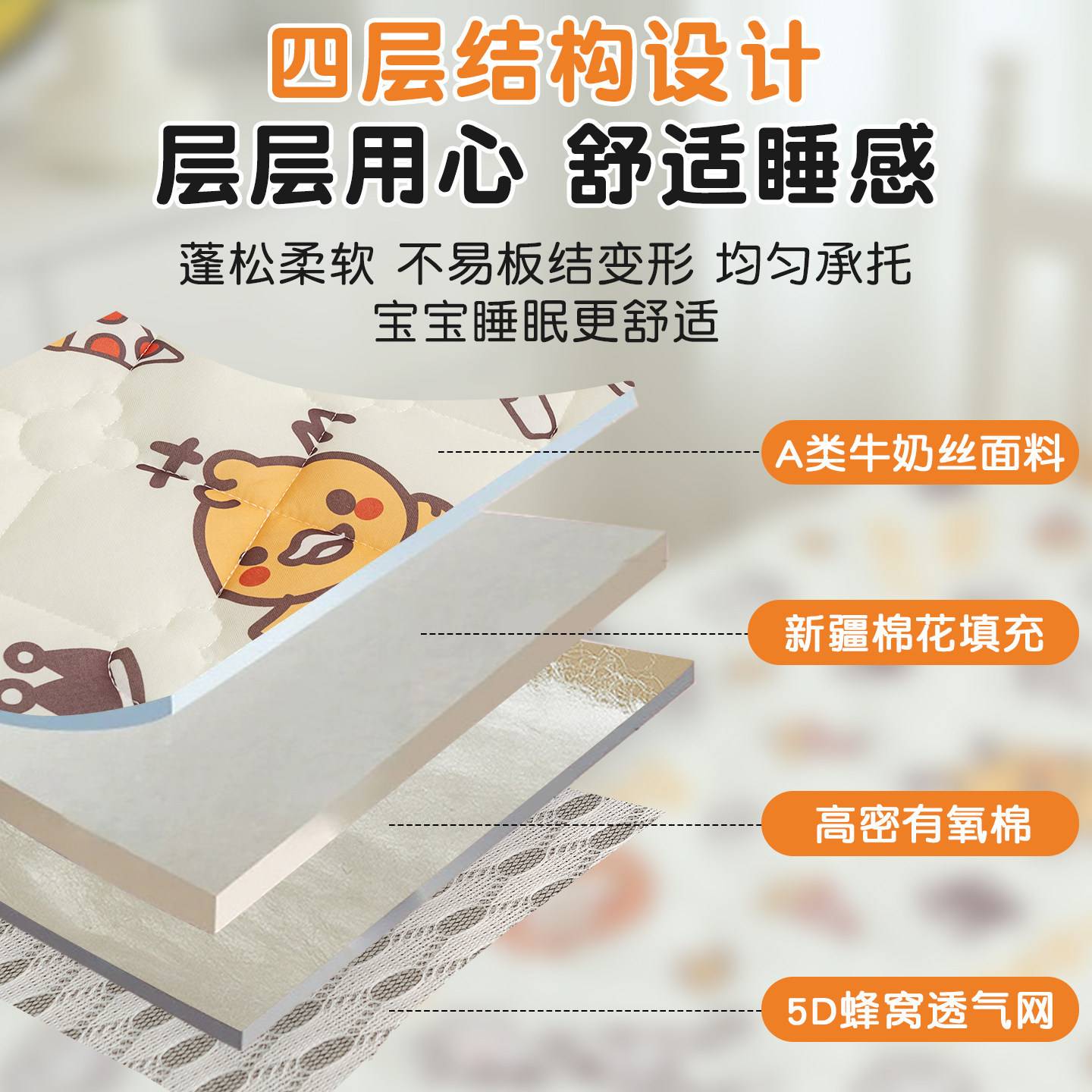 新生婴儿床垫加厚宝宝拼接床床褥子幼儿园垫褥婴童护脊软褥小尺寸