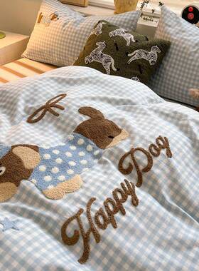 刺全棉毛巾绣0纯棉四件套春夏季新款卡通JXB1绣床单被0套床笠款床