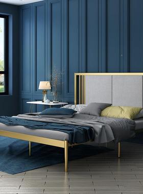 简约轻奢软包铁FKB艺床色卧室1.5单人公主床酒店1双人床米.8米金