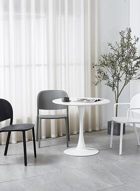 椅子家凳用塑户餐椅靠背椅加料厚白色商用餐桌椅卧YRV室外久坐舒