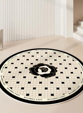 奶油圆地毯轻UXK形奢感客厅茶几卧室床边风衣帽间妆台椅子地梳垫