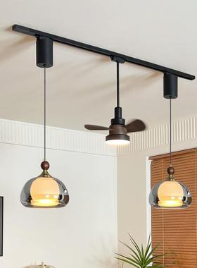 法式中道古风轨扇灯饭厅吊灯吊移可位升降QMX悬停餐厅玻璃意式岛