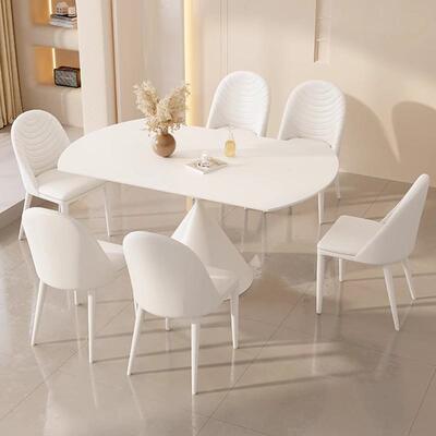 桌客厅岩板餐NQD-908用桌椅组合户型轻奢家可变圆形小伸缩餐折叠