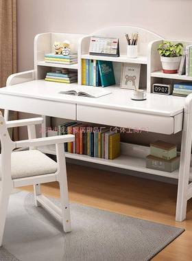 实木书桌桌手动升降CUW桌学生书桌中卧室家用简桌约书书架一体写