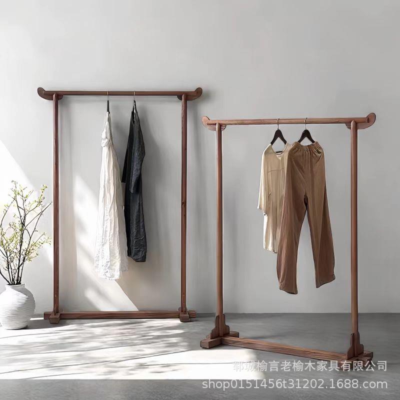 老榆木衣帽架入户客厅卧室挂46084衣衣物晾晒实木民宿玄门关架置