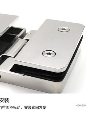 玻璃门浴固定夹淋浴房门合页铰4链30不锈钢FLD-004室夹连接门轴连