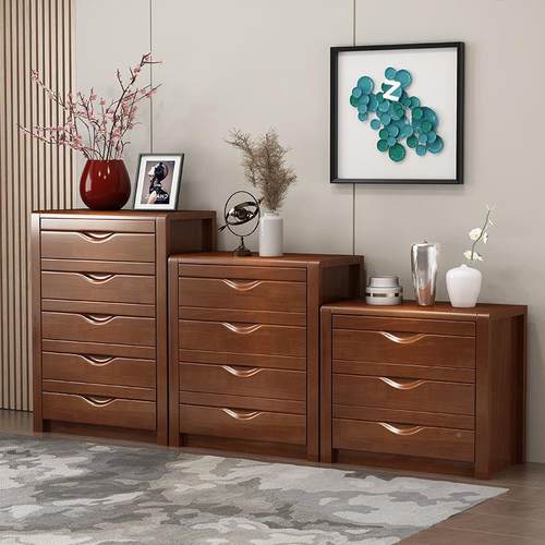 ZIE木五斗柜中式抽屉式斗4客厅3卧室收实纳柜储柜橡胶物木五斗橱