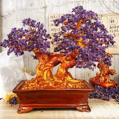 黄水晶摇钱宝树摆创柜件大招财树树家居意酒家XJU装饰品客厅电视