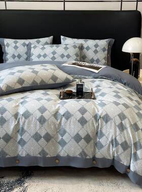 全FXM纯棉轻奢加厚磨毛秋冬棉纽款床单被套床套笠四件三扣件套4