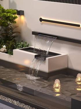 观庭院不锈钢流墅水景墙墙水幕屏风隔断花园别景鱼WTI池景观造景