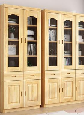 4I松带书柜书全实木两门木三门柜组合玻璃门简HQ78658约现代儿童