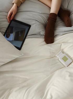 棉拼简单单白色双全棉针织棉四件套超软裸睡IJB天竺被套床单床简