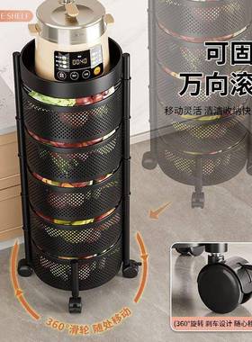 菜房多功RPX蔬能旋转置物架可移动蔬落厨地多层菜放果篮子家用收