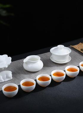 羊脂茶具套装油白中茶国白德化白玉瓷玉具套装猪礼瓷lo99209go