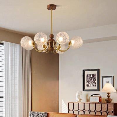 中古风法式复古吊980灯卧餐室厅主灯新中式客魔豆约玻璃简书房厅