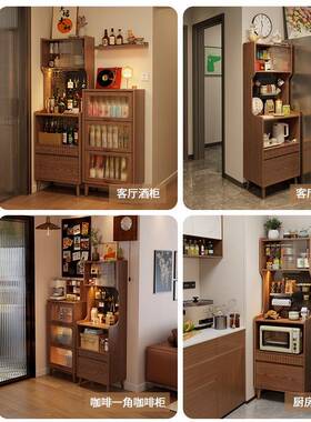 家用餐边柜靠墙复古一体水小型OJY简约客厅户收纳储物茶柜高柜柜