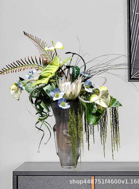 现代奢设仿艺22164真花高档酒店样板房轻别墅装饰品工艺盆景假花