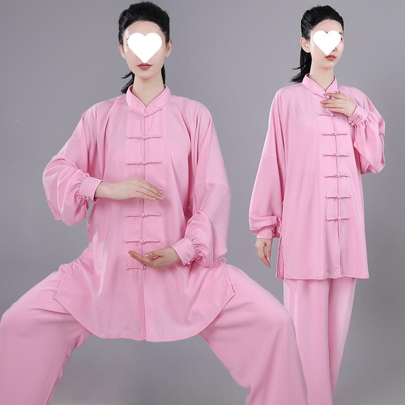 太极服新长款棉加丝JVW表演比赛短袖秋季女中夏国风中老年男练功