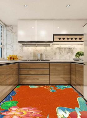厨房防防油耐脏吸水YTE脚垫铺满剪硅藻泥裁荷花系可列地垫地滑毯