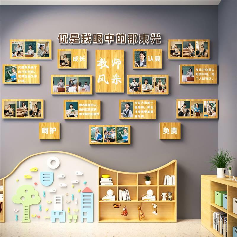 教培机构师资象形背景学KUM校教师简介饰风照片展示墙文化装办公