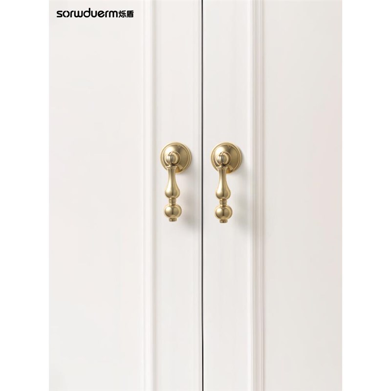 法小式轻坠奢吊拉手衣柜柜门拉手屉简单约现代金色小把抽孔手