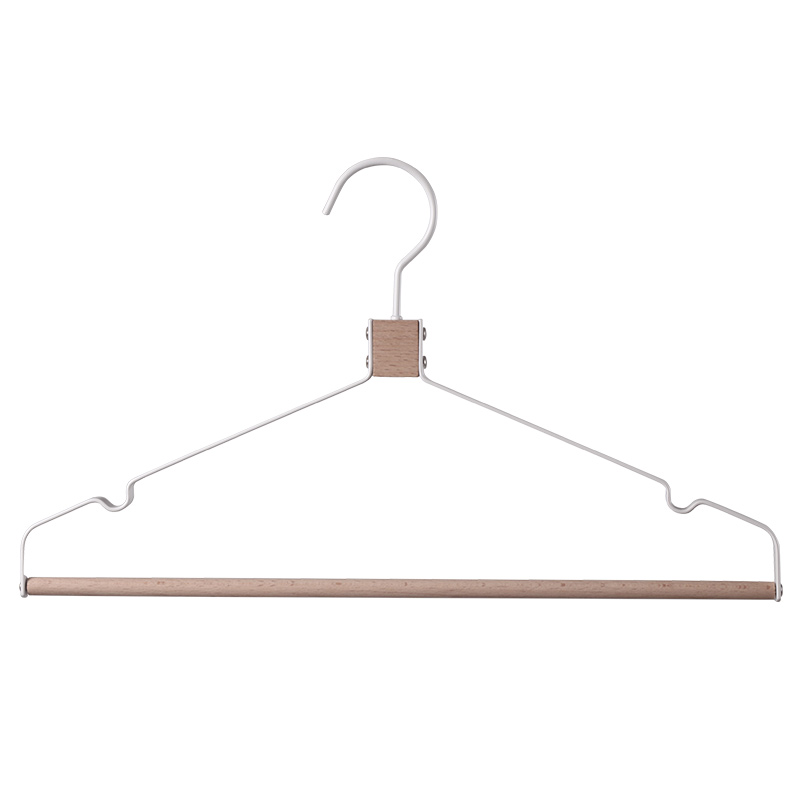 多功能经典款原木榉木铁艺衣架金属实木衣挂设计师款裤挂衣柜衣架