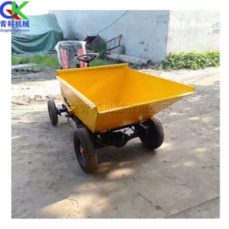 四轮座驾式电动拉灰车工程电动装卸车电动砂浆运输翻斗车