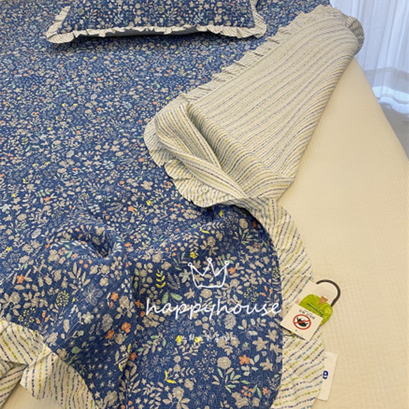 裸睡丝滑~100%亲肤 小碎花无尘夏凉被 绗缝床盖两用  四季用床单