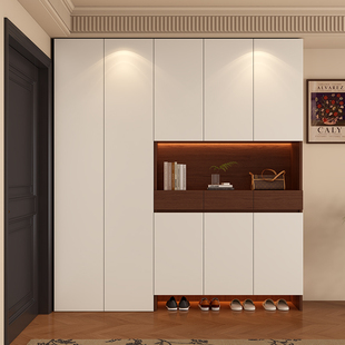 ENF级欧松板定制入户门口鞋柜新款实木一体靠墙入户玄关收纳柜