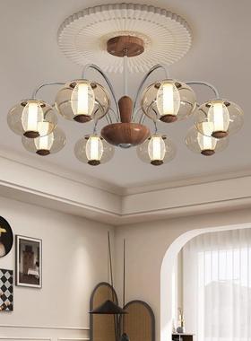 法式古客厅灯吊vintae复古餐厅WTY胡中桃木色书房卧室设计师g房间