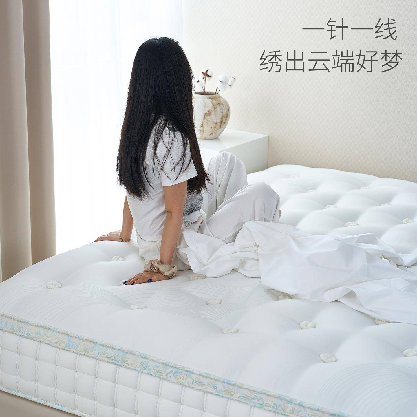 斯绣弹梦系288列手工马尾毛芙麻布袋装簧手胶工拉扣无工艺床垫