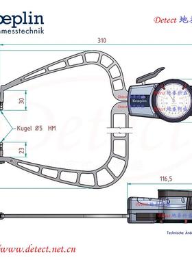 德国OEPLIN指针式带表外K卡规D41R50带机械表D4150指外径厚度测量