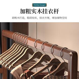 实挂衣架高带KOT镜子一体落地卧室加帽架穿衣木镜全身衣镜衣服收