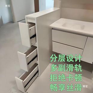卫间干297区半墙生柜浴室柜储物柜拉隔断柜漱台侧边柜子收纳洗柜