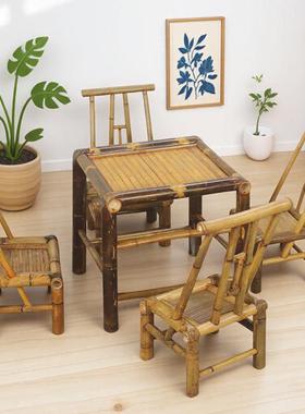 椅子靠背户外庭竹院编MXM竹桌椅竹凳子工座椅竹家用休闲竹茶几竹