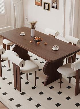 法式餐厅长方形餐桌中古厅美高端全实桌子客现木代式简约涟99092