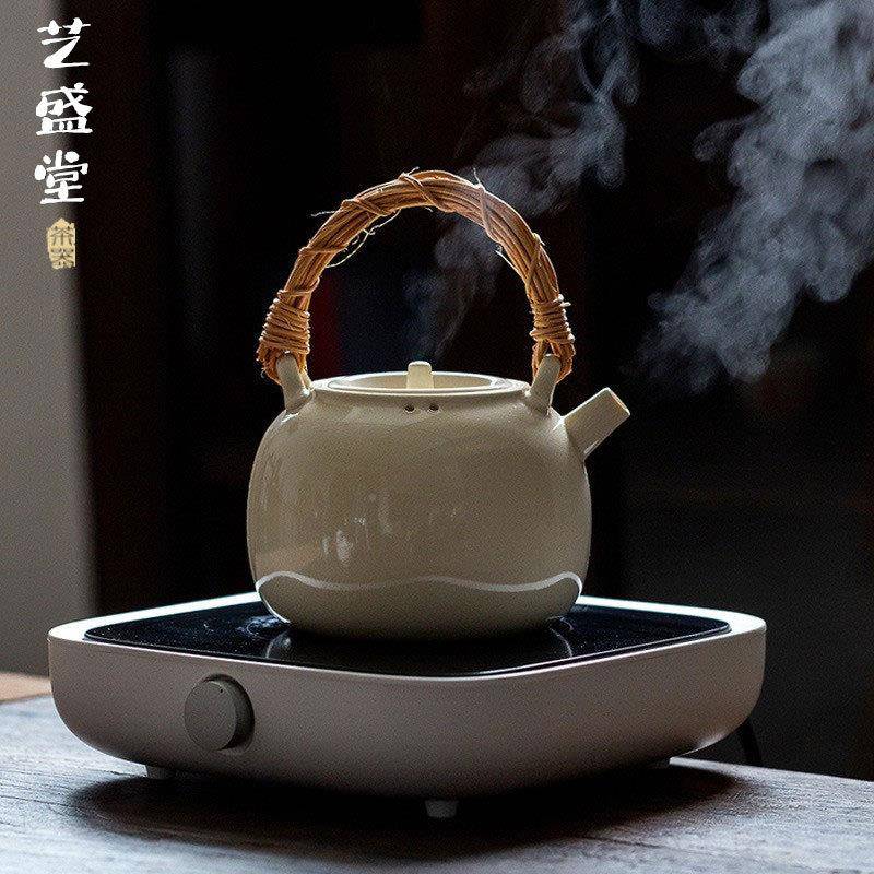 苏打泡釉原矿煮茶提梁煮茶器茶白泥壶明火陶烧JAS壶水壶电瓷陶炉
