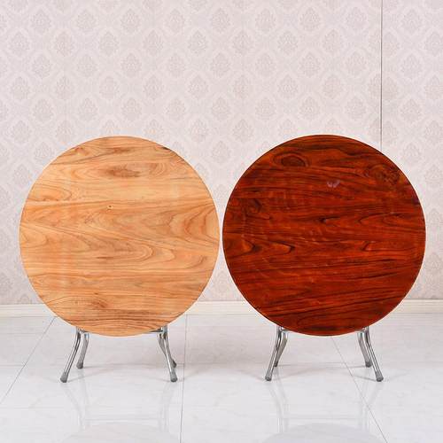 源头实折人叠餐桌易家F5M58MHS木用桌子摆摊大圆桌简酒店桌椅68人