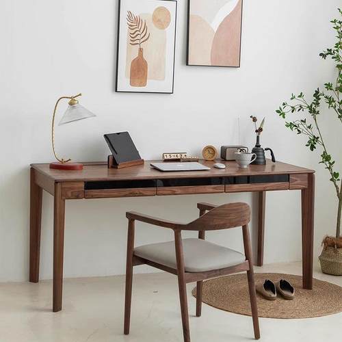 北美黑桃胡木书桌写儿NNV童书房字台家具全实桌木家用简约电脑办