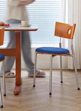 中复古实木不锈钢软包单厅人餐椅室客简靠背可卧约堆WMI叠书化梳