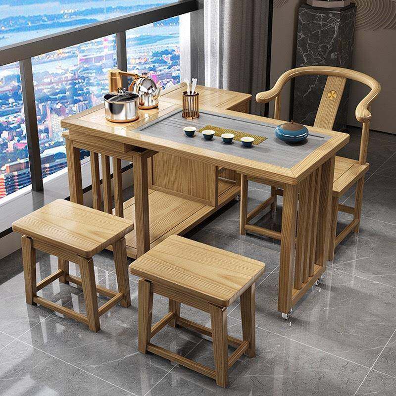 新中式实木家茶桌用阳台合伸缩旋LPC公转茶桌椅组办室小型茶几烧,商业/办公家具,茶台/茶桌,淘宝优惠券,粉丝福利购,淘宝优惠卷