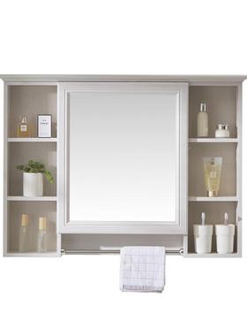 QPX浴室镜纳柜挂墙镜箱带置物架EHO式洗手间梳镜妆子防水储物收柜