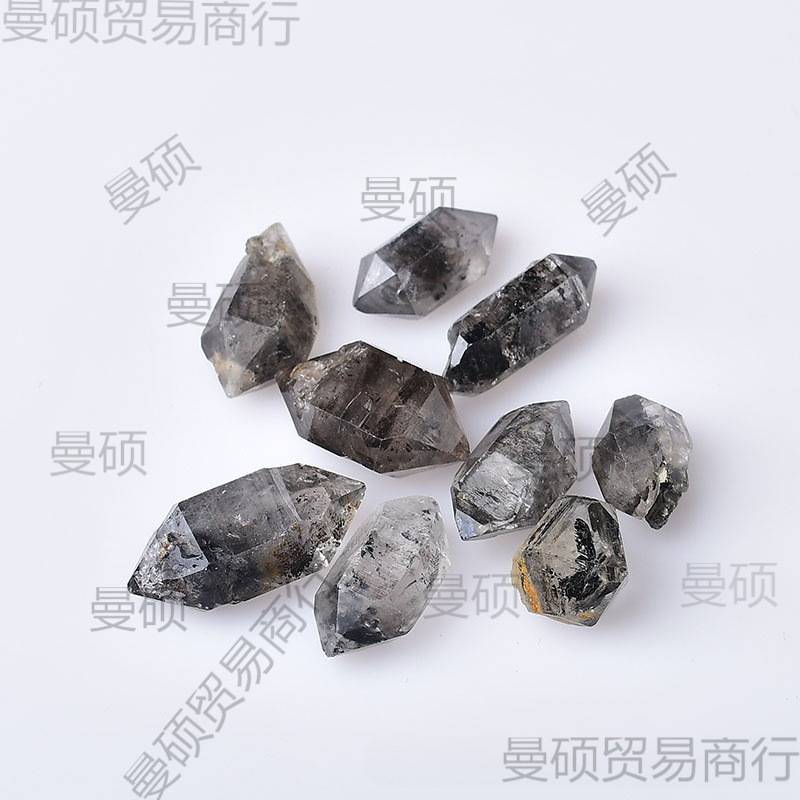 蒙白闪灵水晶原石双尖柱赫尔双尖柱白水晶双头钻