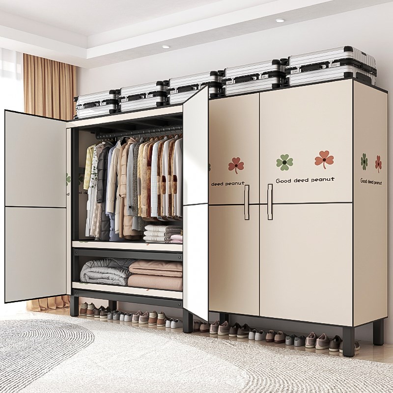 免安装折叠简易布衣柜卧室家用加粗加厚全钢架新款出租房结实耐用