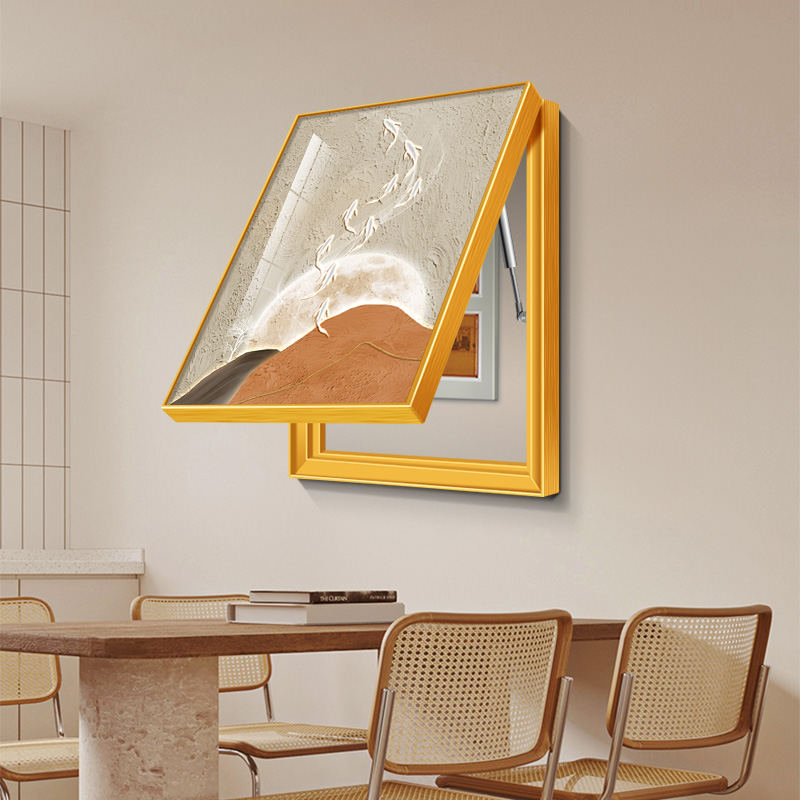 九鱼图电表箱装饰画免打孔配电箱遮挡电闸盒现代简约竖版餐厅挂画